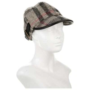 Burberry Grey Multicolor Check Print Newsboy Hat M Wool - Picture 1 of 9