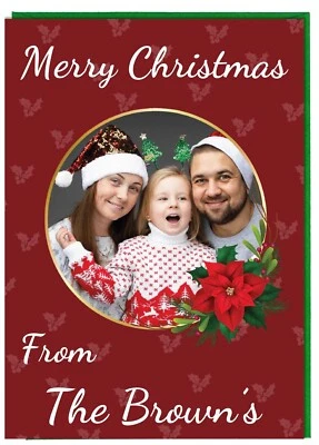Personalised Photo Christmas Card Festive Greeting Card For Family and Friends - Image 1 of 4