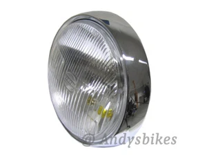 KAWASAKI KH KH250 CHROME HEADLIGHT HEAD LIGHT RIM & GLASS LENS (SIDELIGHT TYPE) - Picture 1 of 1
