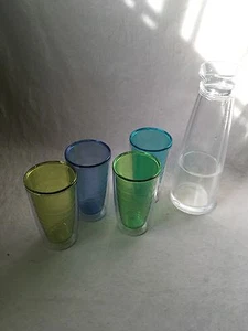 Drinkware 5pc Set Multi Color Cups with Carafe - Picture 1 of 5