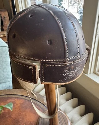 Vintage Antique 4 Strap Leather Football Helmet Ke-Wel Felt Lined Ex+ Chin Strap - Image 1 of 4