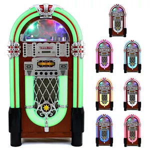 More details for vintage jukebox retro cd player machine bluetooth 1950s led lights free standing