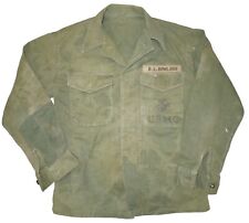 Original Late 1950's Field Camouflaged USMC Marine Corps NAMED HBT Uniform Shirt