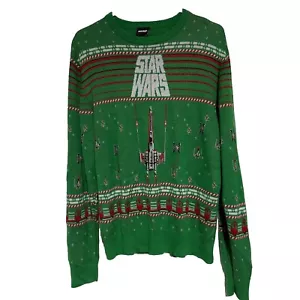 Star Wars Original Trademark UGLY CHRISTMAS SWEATER Herren L Rot Grün X-Wing TieG10 - Bild 1 von 8