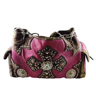 Сумочка ярко розовый с блестящий крест сумочка Дамская сумка мульти карманы внутри и снаружи - Изображение 1 из 4