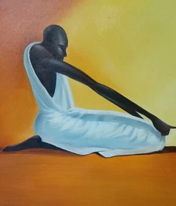 ORIGINAL OIL PAINTING REPRODUCTION AFTER KADIR NELSON "PRAYER" ON CANVAS - Picture 1 of 4