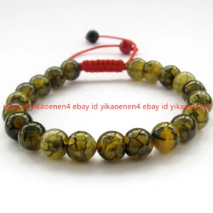 6/8/10/12mm Yellow Dragon Veins Agate Round Gems Beads Elastic Bracelet 7.5'' - Picture 1 of 16