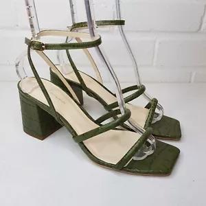 Sandalias Guilhermina Cocodrilo Tirantes EU 41 UK 8 Tacones Verdes Verano Cuero BN - Imagen 1 de 11