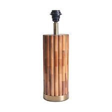 Natural Bamboo Cylinder Table Lamp Brass Base Bedroom / Living Room Light