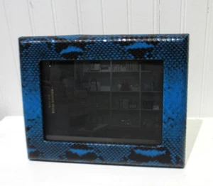 Graphic Image Leather Frame Holds 5x7" Photo NEW Python Embossed Blue and Black - Picture 1 of 5