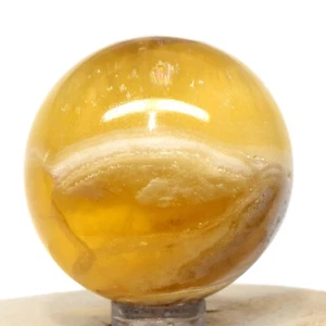 45mm Golden Fluorite Sphere Honey Natural Mineral Sparkling Crystal Stone India - Picture 1 of 6