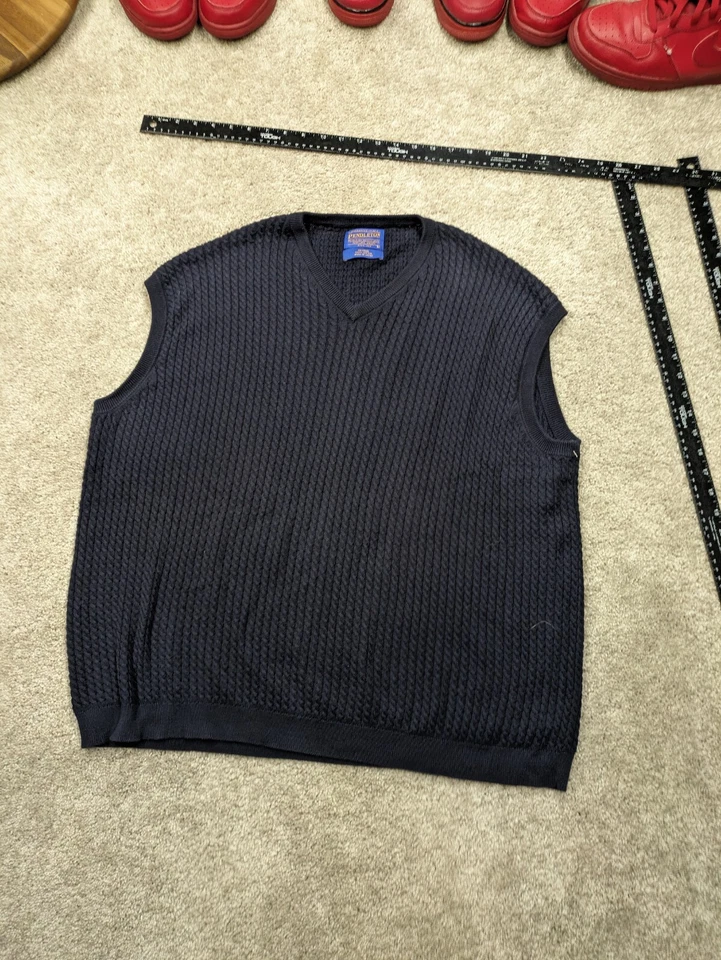 Pendleton Sweater Vest Cable Knit Mens Large Navy Blue V Neck Sleeveless Japan - Image 1 of 4