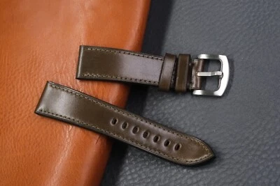 Olivgrünes Shinki Hikaku Shell Cordovan Leder Handarbeit Uhrenarmband - Bild 1 von 4