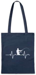 Heart Rate Fishing Hipster Bag Stofftasche Stoffbeutel Angeln Angler Fischer - Picture 1 of 1