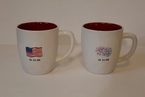 Set of 2 Rae Dunn by Magenta July 4, 2018 Coffee Mugs American Flag / Fireworks - Picture 1 of 10