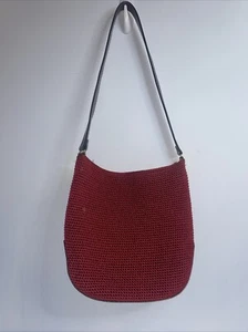 The Sak Brick Red Shoulder Bag Crocheted Single Handle Tote Handbag - Picture 1 of 8