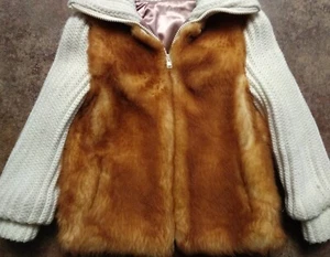Cappotto donna M vintage moda pelle di pecora pelle di pecora cerniera intera maglia manica lunga - Foto 1 di 12