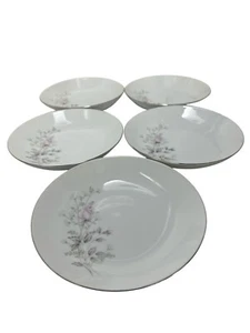 Vintage Empress By Fine China Of Japan Salad Dessert Plates Rose Design Set Of 5 - Picture 1 of 10