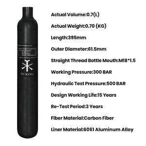 TUXING 0.7L/42cu Pcp Air Tank 4500psi Carbon Fiber Tank HPA Paintball Bottle - Picture 1 of 9