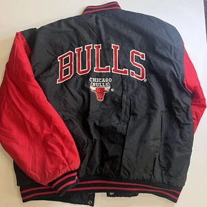 Vintage 90er Chicago Bulls NBA Mantel Puffer Jacke rot schwarz Konkurrent LESEN - Bild 1 von 20