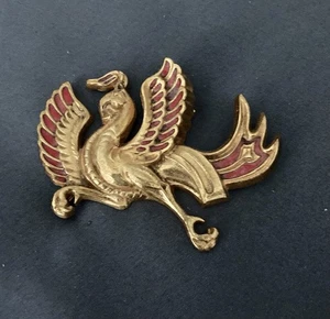 Vintage Metal And Red Enamel Arthus Bertrand Paris Phoenix Or Griffin Brooch - Picture 1 of 6