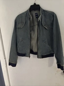Chaqueta Gap Para Mujer Azul Mediano Denim Cintura Elástica Lavado Ligero Jean Chaqueta Rara De Colección - Imagen 1 de 3