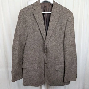 M&S Man Moon Tweed 100% Wool Blazer Jacket Size 42 Reg Brown Natural - Picture 1 of 18