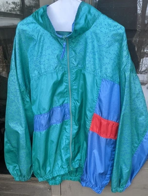 Chaqueta Cortavientos PS Pro Spirit Años 90 De Colección Hombres Verde Azul Color Bloque Cremallera Completa L Foto 1 de 4