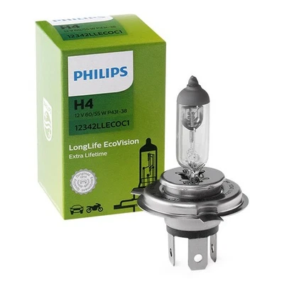 PHILIPS LongLife EcoVision H4 Lámpara faro de carretera 12V 60/55W 3000K P43t-38 - Imagen 1 de 4