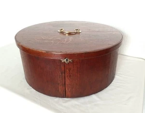 Antique 18th Century Georgian Large Round Coopered Wooden Oak Box / Hat Box 90cm - Picture 1 of 24