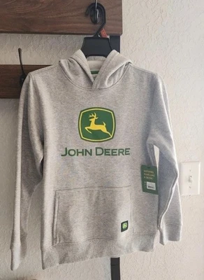 NEW John Deere Boys Green Trademark Logo Hoodie Sweatshirt size M 8 - Image 1 of 4