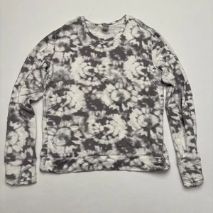 ATHLETA GIRL Rest Day Printed Crewneck Sweatshirt Gray Tie-dye XL/14 Soft Comfy - Picture 1 of 9