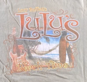 Camisa vintage años 90 Lucy Buffett "Lulus" - Gulf Shores, Alabama - Tostada - 2 caras - Imagen 1 de 11