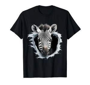 Zebra Drawing Wall Wildlife Animal Print Savanna Nature T-Shirt - Picture 1 of 1