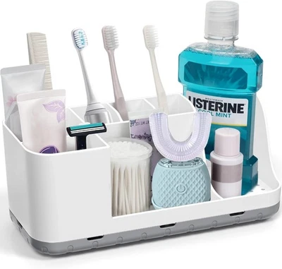 Organizador Bano 8 Ranuras Desmontable Para Cepillos Electricos Y Pasta Dientes - Изображение 1 из 4