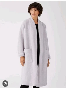 Eileen Fisher Boucle Knit Long Cardigan Coat Wool Gray Classic Minimalist 1X - Picture 1 of 7