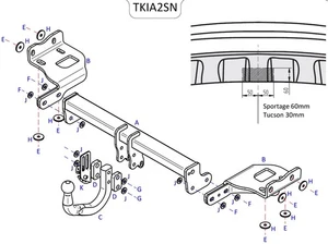 Barra de remolque automotriz Towtrust cuello de cisne para SUV Kia Sportage 2016 a 2018 - Imagen 1 de 8