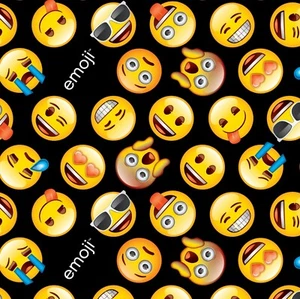 BTHY Emoji Party Smile Face Heart Monkey Cotton Fabric by David Textiles BTHY - Imagen 1 de 1