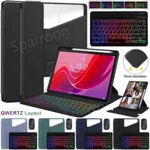 Hülle mit Beleuchtet QWERTZ Tastatur Maus Für Lenovo Tab M11 11'' TB330FU 2024 - Picture 1 of 86