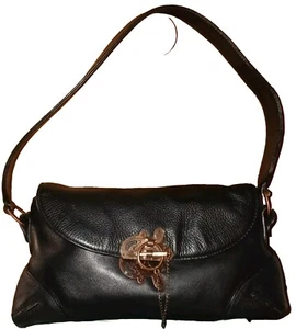 SMALL SHOULDER BAG DARK BROWN GENUINE SOFT LEATHER DESIGNER MODALU NEW WITH TAGS - Picture 1 of 9