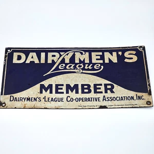 Original VTG 1907-1940s Dairymen’s League Member Porcelain Metal Sign, 14" X 7" - Picture 1 of 10
