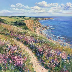 Quadro astratto costa dello Yorkshire arte lusso tela quadro da parete stampa colorato - Foto 1 di 1