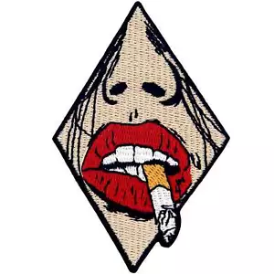 Embroidered Iron Sew On Patches transfers applique Smoking Red Lip - Picture 1 of 4