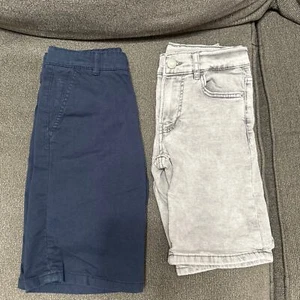 Lot of 2 Zara Kids Shorts Chino Denim Size 9 Boys Gray Blue - Picture 1 of 6