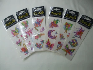6 Sheets Fun Tattoos Assorted Fairy Designs BN - Picture 1 of 2