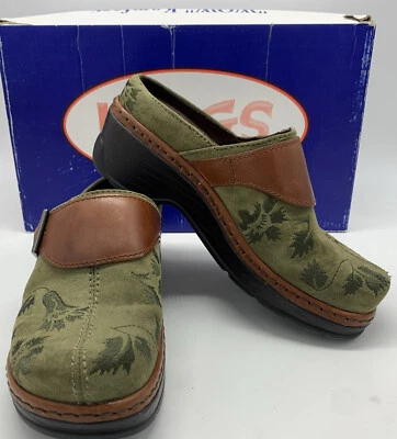 Klogs USA Womens Leather Austin Clog Green Suede Tapestry Floral Design Sz 6 M - Image 1 of 4