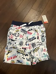 365 kids garanimals boys size 8 Shorts Graffiti Print White Navy Blue - Picture 1 of 3