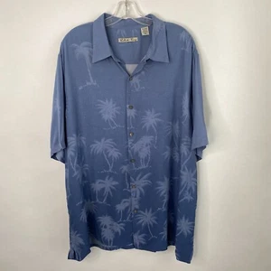Batik Bay 2XL Aloha Shirt XXL Rayon Palm Tree Blue Coconut Buttons Hawaiian EUC - Picture 1 of 7