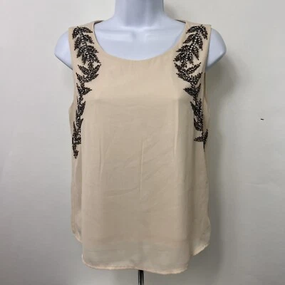 Camiseta sin mangas Forever 21 para mujer pequeña con cuentas camisola ligera de gasa correa ancha Foto 1 de 4