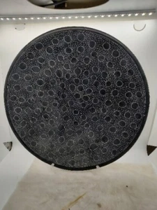 Vintage Kenya Art Pottery Decor Black Bowl with White Circles and Dots Design - Picture 1 of 11